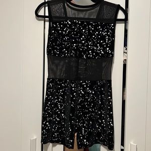 Suede Silver & Black mesh Unitard